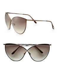 Retro metal cat's-eye sunglasses get a glam update with a crossover butterfly shaped frame. Available in rose gold with gradient brown lens.Metal temples100% UV protectionMade in Italy Retro metal cat's-eye sunglasses get a glam update with a crossover butterfly shaped frame. Available in rose gold with gradient brown lens.Metal temples100% UV protectionMade in Italy