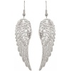 Nickel Free 1 7/8 Angel Wings Earrings In Silver Tone