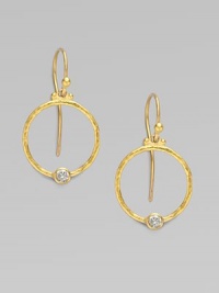 From the Clover Collection. A simple, delicate 24K gold hoop with sparkling diamond accent.Diamond, 0.24 tcw 24K yellow gold Length, about 1 Width, about ¾ Ear hooks Imported From the Clover Collection. A simple, delicate 24K gold hoop with sparkling diamond accent.Diamond, 0.24 tcw 24K yellow gold Length, about 1 Width, about ¾ Ear hooks Imported