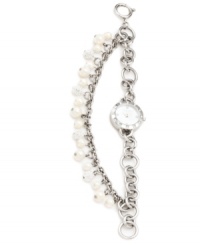 Drape you wrists with the everyday elegance of this Carolee timepiece. With a double-chain bracelet embellished with glittering accents for a gorgeous appearance. Drape you wrists with the everyday elegance of this Carolee timepiece. With a double-chain bracelet embellished with glittering accents for a gorgeous appearance.