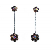 Earrings - E131 - Swarovski Crystal Flower Drop ~ Smoky Topaz & Clear AB Earrings - E131 - Swarovski Crystal Flower Drop ~ Smoky Topaz & Clear AB