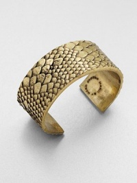 An edgy and unique style featuring a dragon scale design. Rhodium and palladium oxidedDiameter, about 2Slip-on styleImported An edgy and unique style featuring a dragon scale design. Rhodium and palladium oxidedDiameter, about 2Slip-on styleImported