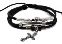 4030059 Christian Religious Scripture Inspirational Cross Leather Bracelet 4030059 Christian Religious Scripture Inspirational Cross Leather Bracelet