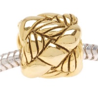 Antiqued 22K Gold Plated Woven Rope Bead - Fits Pandora (1) Antiqued 22K Gold Plated Woven Rope Bead - Fits Pandora (1)
