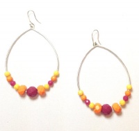 Lucky Brand Balboa Island Silver Oblong Hoop Earrings w Multi Colored Semi Precious Beaded Accents Lucky Brand Balboa Island Silver Oblong Hoop Earrings w Multi Colored Semi Precious Beaded Accents
