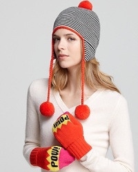 This striped, pom-pom hat from kate spade new york looks just as cute with a wool coat as it does a ski parka. This striped, pom-pom hat from kate spade new york looks just as cute with a wool coat as it does a ski parka.