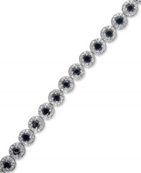 The perfect sparkling serve. This dynamic tennis bracelet features round-cut black diamonds (3 ct. t.w.) in a smooth sterling silver setting. Approximate length: 7-1/4 inches. The perfect sparkling serve. This dynamic tennis bracelet features round-cut black diamonds (3 ct. t.w.) in a smooth sterling silver setting. Approximate length: 7-1/4 inches.