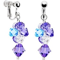 Handcrafted Blue Amethyst Crystal Cascading Drop Clip Earrings Handcrafted Blue Amethyst Crystal Cascading Drop Clip Earrings