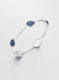From the Wonderland Collection. Five faceted indigo doublet stations set on a hammered sterling silver bangle. Indigo doubletSterling silverDiameter, about 2.5Slip-on styleImported From the Wonderland Collection. Five faceted indigo doublet stations set on a hammered sterling silver bangle. Indigo doubletSterling silverDiameter, about 2.5Slip-on styleImported