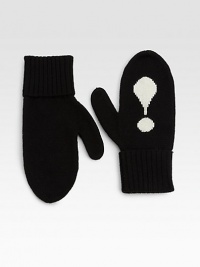 Make a statement without saying a word in these wool punctuation mittens.Merino Wool7 longHand washImported