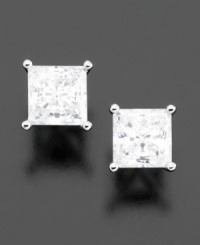 Princess-cut cubic zirconia (4 ct. t.w) earrings add a touch of glamour to your look. Set in sterling silver finished in platinum, by CRISLU. Princess-cut cubic zirconia (4 ct. t.w) earrings add a touch of glamour to your look. Set in sterling silver finished in platinum, by CRISLU.