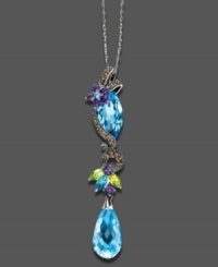 Express your individuality with a touch of the exotic. This elegant pendant features colorful marquise-, round- and pear-cut gemstones (8-3/8 ct. t.w.) and champagne diamonds (1/5 ct. t.w.) in a 14k white gold setting. Approximate chain length: 18 inches. Approximate drop: 2 inches. Express your individuality with a touch of the exotic. This elegant pendant features colorful marquise-, round- and pear-cut gemstones (8-3/8 ct. t.w.) and champagne diamonds (1/5 ct. t.w.) in a 14k white gold setting. Approximate chain length: 18 inches. Approximate drop: 2 inches.