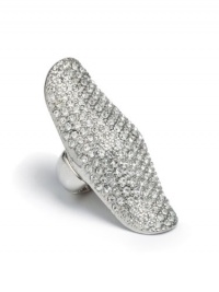 GUESS Silver-Tone Rhinestone Curve Ring GUESS Silver-Tone Rhinestone Curve Ring