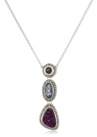 Judith Jack Moorea Sterling Silver, Quartz and Druzy Drop Pendant Necklace