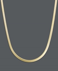 Channel goddess-like style. This rich necklace features a flat herringbone chain crafted in 14k gold. Approximate length: 20 inches. Approximate width: 1.25 mm.