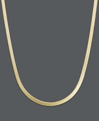 Channel goddess-like style. This rich necklace features a flat herringbone chain crafted in 14k gold. Approximate length: 20 inches. Approximate width: 1.25 mm. Channel goddess-like style. This rich necklace features a flat herringbone chain crafted in 14k gold. Approximate length: 20 inches. Approximate width: 1.25 mm.
