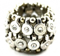 City Gypsies Antique Silver Tone Stretch Ring with Crystal Accents Measures Over 3/4 Wide City Gypsies Antique Silver Tone Stretch Ring with Crystal Accents Measures Over 3/4 Wide