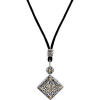 Sterling Silver & 18K Yellow Pendant On Adjustable Silk Cord 30.00 In Chain Pendant On Adjustable Silk Cord Sterling Silver & 18K Yellow Pendant On Adjustable Silk Cord 30.00 In Chain Pendant On Adjustable Silk Cord