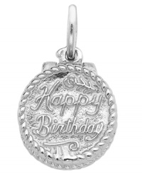 A decorative--and delightful!--dessert! Celebrate someone special's big day with this sweet birthday cake charm from Rembrandt. Best of all, it lasts forever and is calorie-free! Set in sterling silver. Approximate drop: 1 inch. A decorative--and delightful!--dessert! Celebrate someone special's big day with this sweet birthday cake charm from Rembrandt. Best of all, it lasts forever and is calorie-free! Set in sterling silver. Approximate drop: 1 inch.
