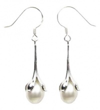 7 - 8 mm Teardrop Freshwater Pearl Flower Bud Earrings, Sterling Silver Setting, Packaged in a Velveteen Jewelry Gift Box 7 - 8 mm Teardrop Freshwater Pearl Flower Bud Earrings, Sterling Silver Setting, Packaged in a Velveteen Jewelry Gift Box