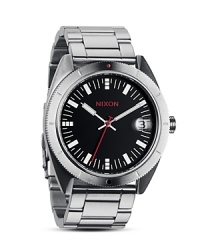 Put it through the paces: This stainless steel Nixon watch is sleek, high-performance piece, featuring custom molded hands and advanced Japanese Miyota movement. Put it through the paces: This stainless steel Nixon watch is sleek, high-performance piece, featuring custom molded hands and advanced Japanese Miyota movement.