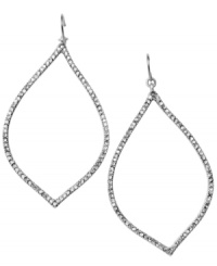 Flower petal-shaped sparklers. These silver tone mixed metal earrings by Fossil are covered in clear crystal pave and have a fish wire closure. Approximate drop: 2-3/4 inches. Flower petal-shaped sparklers. These silver tone mixed metal earrings by Fossil are covered in clear crystal pave and have a fish wire closure. Approximate drop: 2-3/4 inches.