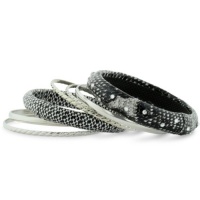 Set of Seven Black and Silver Modern Bangles. These Bangles ROCK! Set of Seven Black and Silver Modern Bangles. These Bangles ROCK!