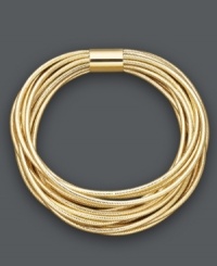Lovely layers create a luxurious effect. This stunning, multi-strand bracelet features silicone strands combined in a chic stretch design. Bracelet slips over wrist and features 14k gold details. Approximate length: 7-1/2 inches. Lovely layers create a luxurious effect. This stunning, multi-strand bracelet features silicone strands combined in a chic stretch design. Bracelet slips over wrist and features 14k gold details. Approximate length: 7-1/2 inches.