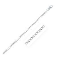 Rhodium Plated 3.0mm 925 Sterling Silver Curb Style Chain Rhodium Plated 3.0mm 925 Sterling Silver Curb Style Chain