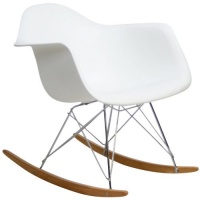 LexMod Molded Plastic Armchair Rocker, White LexMod Molded Plastic Armchair Rocker, White
