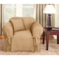 Sure Fit Logan 1-Piece Ties Chair Slipcover, Sand Sure Fit Logan 1-Piece Ties Chair Slipcover, Sand
