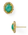 There's an heirloom-inspired quality to this pair of earrings from Alexis Bittar. Crafted of gold tone plate and inset with chalcedony stones, this pair is vintage at it's best.