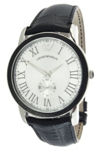Emporio Armani Men's AR0463 Classic Leather Quartz Silver Dial Watch Emporio Armani Men's AR0463 Classic Leather Quartz Silver Dial Watch