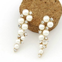 The Bridal Collection Cluster Pearls & Rhinestones Drop Earrings The Bridal Collection Cluster Pearls & Rhinestones Drop Earrings