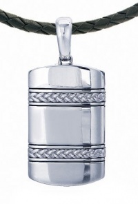 J.Goodman Dog Tag Pendant in Sterling Silver with Oxidized finish Braid Detailing and 24 Braided Leather Cord. J.Goodman Dog Tag Pendant in Sterling Silver with Oxidized finish Braid Detailing and 24 Braided Leather Cord.