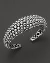 A wonderfully textured sterling silver cuff from Lagos' Signature Caviar collection.