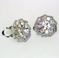 Vintage Austrian Crystal Flower Clip-on Earrings Vintage Austrian Crystal Flower Clip-on Earrings