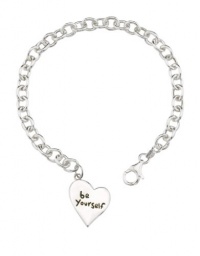 Sterling Silver Be Yourself Heart Charm Link Bracelet Sterling Silver Be Yourself Heart Charm Link Bracelet