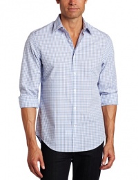 Perry Ellis Men's Long Sleeve Slim Fit 3 Tone Check Shirt, Powder Blue, Medium Perry Ellis Men's Long Sleeve Slim Fit 3 Tone Check Shirt, Powder Blue, Medium