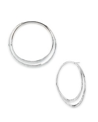 Robert Lee Morris Soho is known for its for sculptural pieces, and this pair of hoop earrings encapsulates the look, crafted of plated metal which has been hammered for added allure. Robert Lee Morris Soho is known for its for sculptural pieces, and this pair of hoop earrings encapsulates the look, crafted of plated metal which has been hammered for added allure.