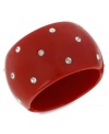 Look cool in crimson. This hinged bangle bracelet from Haskell is crafted from gold-tone mixed metal with beaded accents adding a lustrous touch. Approximate length: 8 inches. Approximate diameter: 2-3/8 inches.