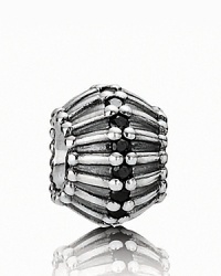 This dramatic sterling silver PANDORA charm is laced with sparkling black cubic zirconia stones. This dramatic sterling silver PANDORA charm is laced with sparkling black cubic zirconia stones.