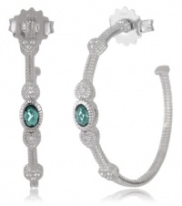 Judith Ripka Ambrosia Oval Stone and Hearts Green Hoop Earrings Judith Ripka Ambrosia Oval Stone and Hearts Green Hoop Earrings