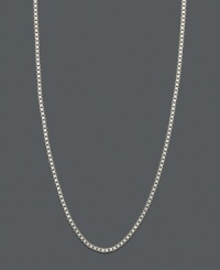 Pair your favorite pendant with this stately chain, or wear it solo for a simple statement. Necklace features a box link chain crafted in 14k white gold. Approximate length: 18 inches. Pair your favorite pendant with this stately chain, or wear it solo for a simple statement. Necklace features a box link chain crafted in 14k white gold. Approximate length: 18 inches.