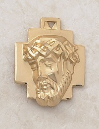 Gold Plated Head of Christ Medal Catholic Jesus Crown of Thorns Pendant with Stainless Steel Chain