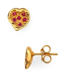 For the girl with the heart of gold, Melinda Maria crafts this pair of stud earrings, crafted of hammered gold and inset with a smattering of crystals. For the girl with the heart of gold, Melinda Maria crafts this pair of stud earrings, crafted of hammered gold and inset with a smattering of crystals.