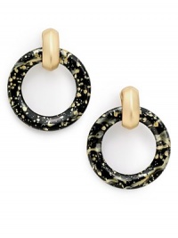THE LOOKDrop circle design Faux gold leaf accents Resin22k goldplated settingClip on THE MEASUREMENTWidth, about 2½Length, about 3ORIGINImported THE LOOKDrop circle design Faux gold leaf accents Resin22k goldplated settingClip on THE MEASUREMENTWidth, about 2½Length, about 3ORIGINImported