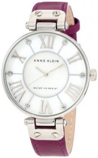 Anne Klein Women's 10/9919MPPR Leather Silver-Tone Purple Leather Strap Watch Anne Klein Women's 10/9919MPPR Leather Silver-Tone Purple Leather Strap Watch