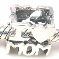 .925 Sterling Silver I Love Mom Bead Charm .925 Sterling Silver I Love Mom Bead Charm