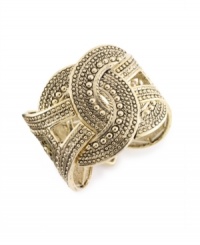 Intricate circular detailing rounds out the rich texture of this bracelet from Style&co., while the stretch design makes it effortless to slip on and off. Made in gold tone mixed metal. Approximate diameter: 2-1/4 inches. Intricate circular detailing rounds out the rich texture of this bracelet from Style&co., while the stretch design makes it effortless to slip on and off. Made in gold tone mixed metal. Approximate diameter: 2-1/4 inches.